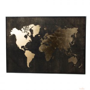 Lienzo MAPA Mundi Negro y Dorado