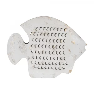 Figura Pez Metal Blanco Rozado 40x32cm