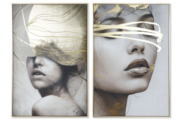 Cuadro Lienzo Mujer Dorado 83x123cm. - Imagen 2
