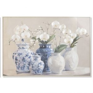 Cuadro Lienzo Jarrones Orquídeas 123x80cm.