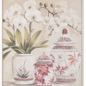 Cuadro Lienzo Jarrones Rojos Orquídeas 80x100cm.