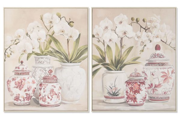 Cuadro Lienzo Jarrones Rojos Orquídeas 80x100cm. - Imagen 2