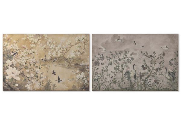 Cuadro Lino Flores Cerezo y Garzas 120x80cm. - Imagen 2