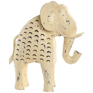 Figura Elefante Metal Beige 26x9x30cm.