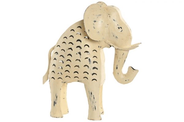 Figura Elefante Metal Beige 26x9x30cm.