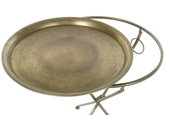 Mesa Auxiliar Latón Tijera 48x65cm. - Imagen 4