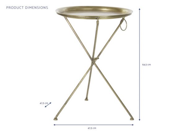 Mesa Auxiliar Latón Tijera 48x65cm. - Imagen 5