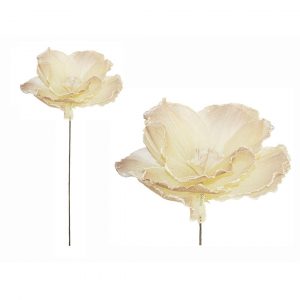 Flor Textura Pétalos Crema 60cm.